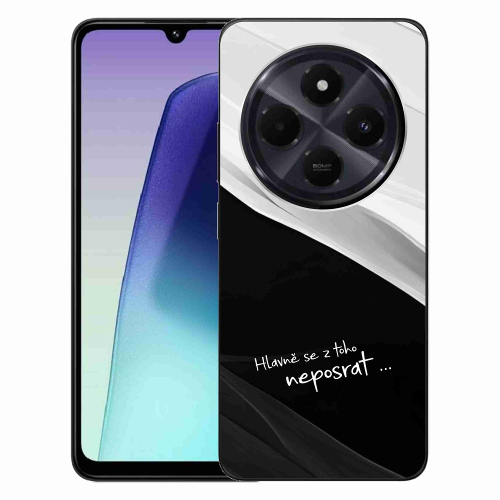 Gélový kryt mmCase na Xiaomi Redmi 14C/Poco C75 - vtipný text 13 čiernobiele pozadie
