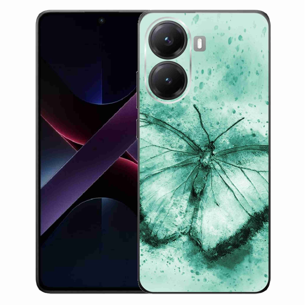 Gélový kryt mmCase na Xiaomi Poco X7 Pro 5G - zelený motýľ