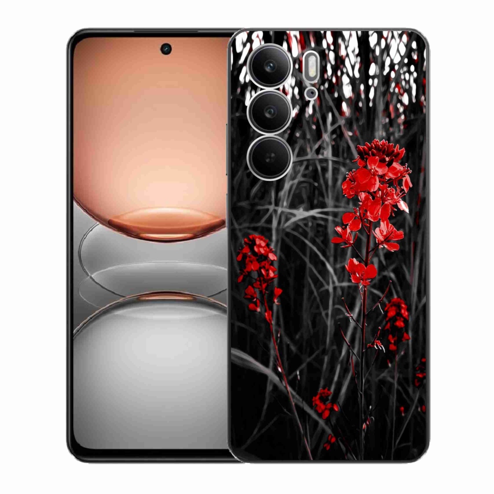 Gélový kryt mmCase na Realme C75 - červená rastlina