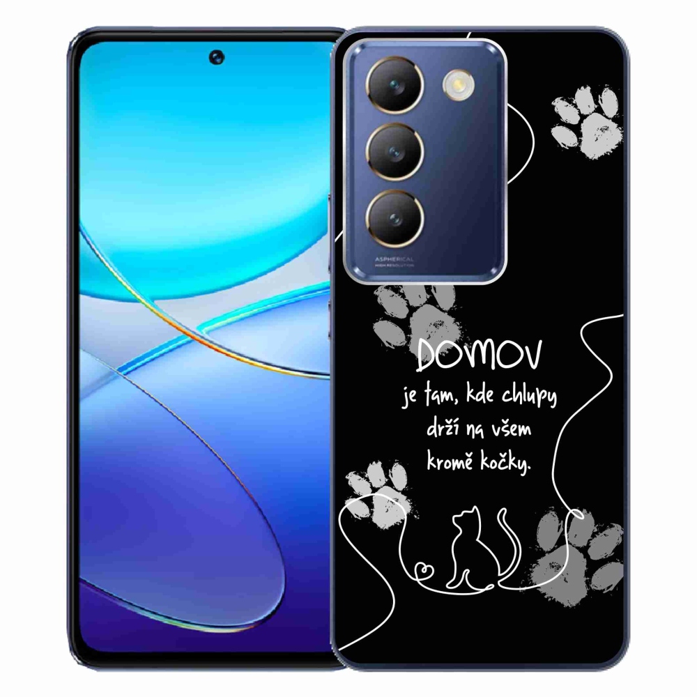 Gélový kryt mmCase na Vivo V40 SE 4G/5G - mačacie motív čierne pozadie