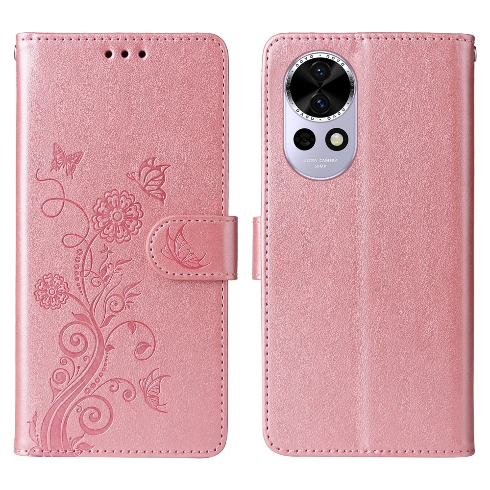 Flowery knižkové puzdro na Huawei Nova 13 5G - ružové