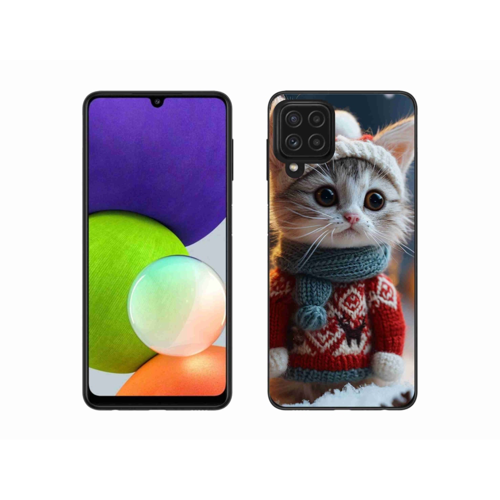 Gélový kryt mmCase na Samsung Galaxy A22 4G - mačiatko vo svetri