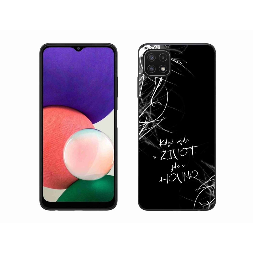 Gélový kryt mmCase na Samsung Galaxy A22 5G - vtipný text 16 čierne pozadie