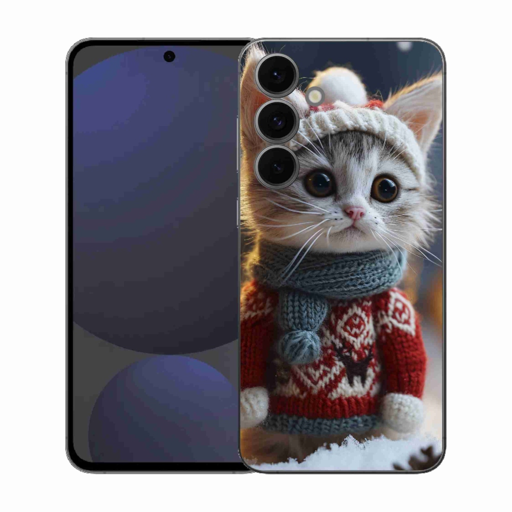 Gélový kryt mmCase na Samsung Galaxy S25 FE - mačiatko vo svetri
