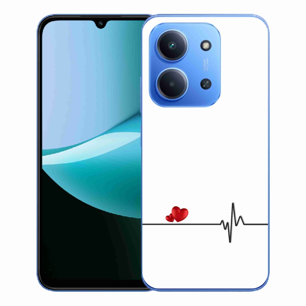 Gélový kryt mmCase na Xiaomi Redmi 15C 4G/5G (173mm) - srdce a tep biele pozadie