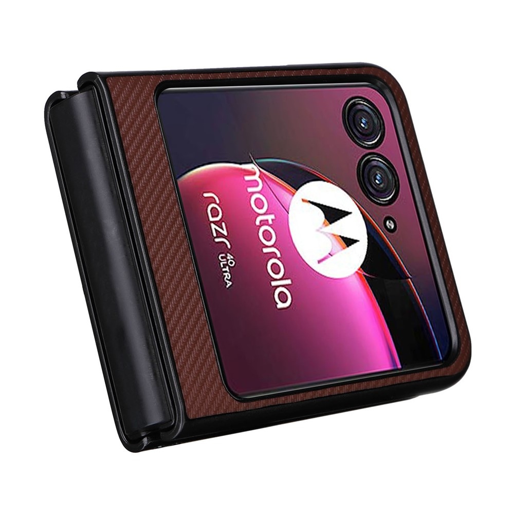 Textúry plastový kryt s umelou kožou na Motorola Razr 40 Ultra 5G - hnedý