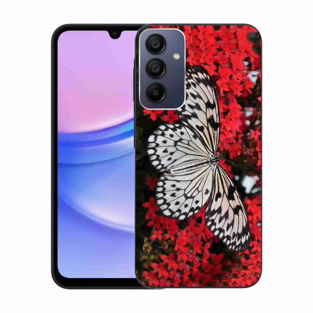Gélový kryt mmCase na Samsung Galaxy A15 4G/5G - čiernobiely motýľ 1