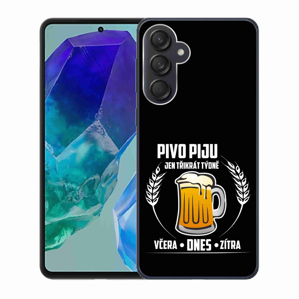 Gélový kryt mmCase na Samsung Galaxy M55 5G - pivný motív čierne pozadie