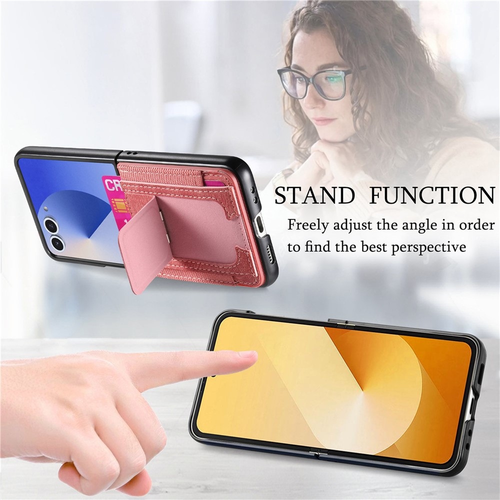 Luxurious plastový kryt s umelou kožou na Samsung Galaxy Z Flip7 5G - ružový