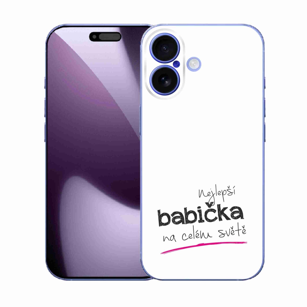 Gélový kryt mmCase na iPhone 17 - najlepšia babička 4 biele pozadie