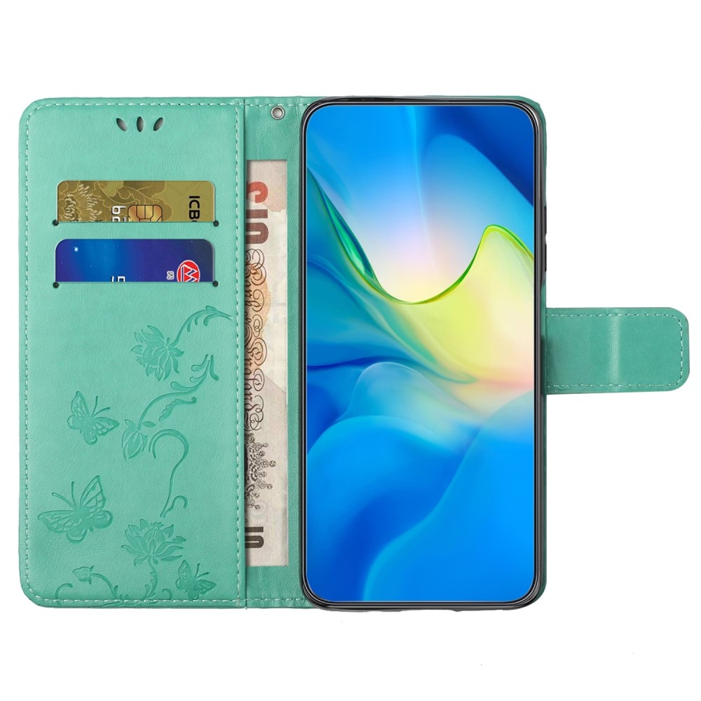 Flower knižkové púzdro na Samsung Galaxy A15 4G/5G - modrozelené