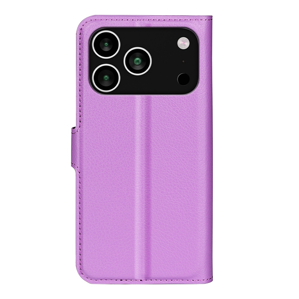 Litchi knižkové puzdro na iPhone 17 Pro Max - fialové