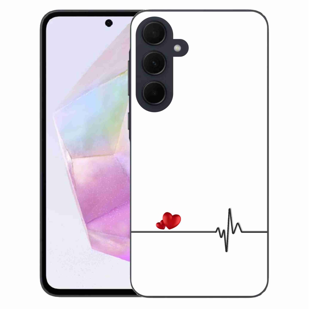 Gélový kryt mmCase na Samsung Galaxy A35 5G - srdce a tep biele pozadie