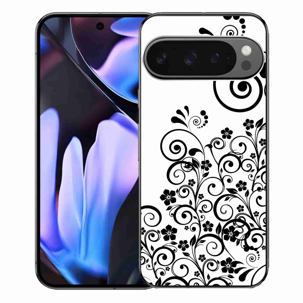 Gélový kryt mmCase na Google Pixel 9 Pro XL - čiernobiele kvetinové vzory