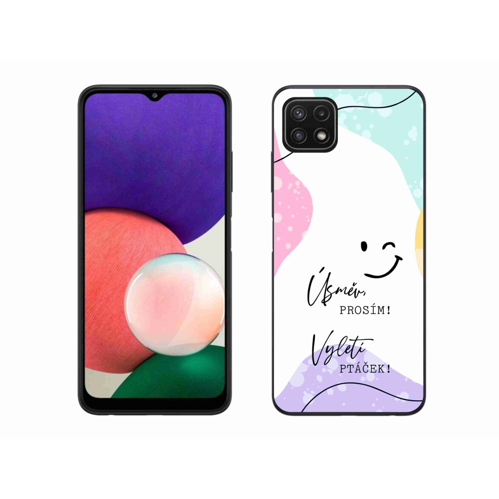 Gélový kryt mmCase na Samsung Galaxy A22 5G - vtipný text 4 biele pozadie
