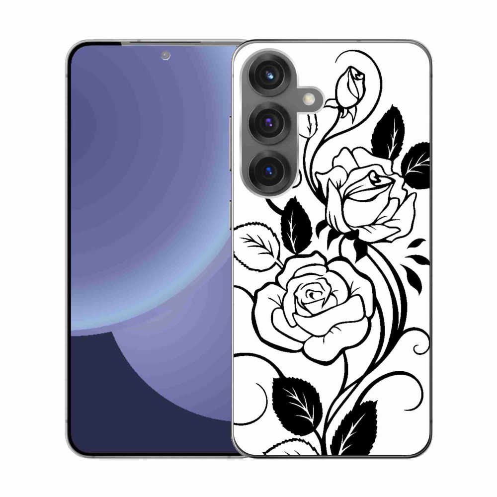 Gélový kryt mmCase na Samsung Galaxy S25 - čiernobiela ruža