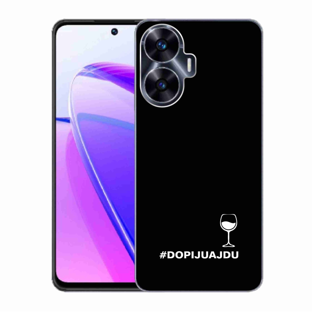 Gélový kryt mmCase na Realme C55 - vínny motív čierne pozadie
