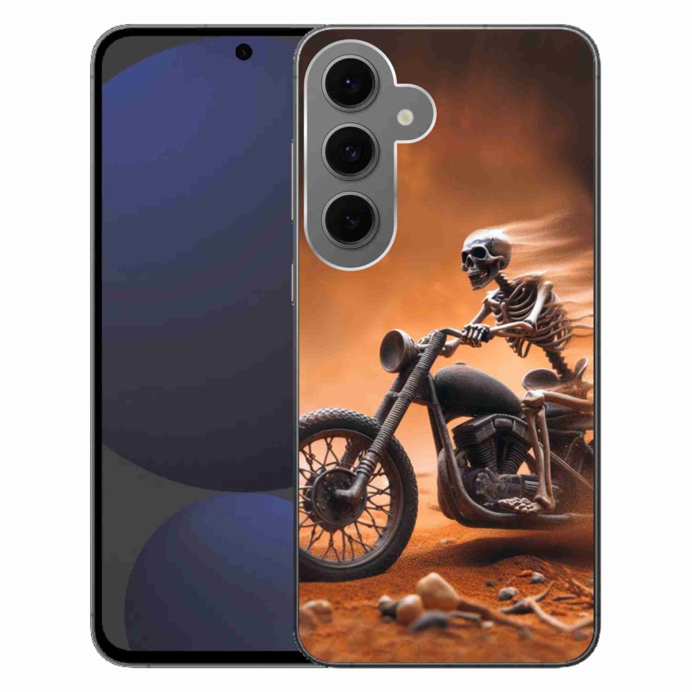 Gélový kryt mmCase na Samsung Galaxy S24 FE - kostra na motorke