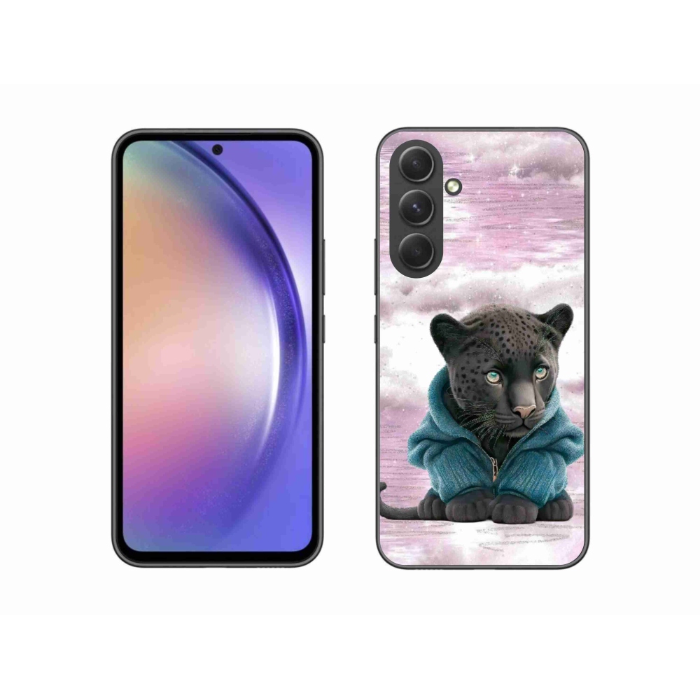 Gélový kryt mmCase na Samsung Galaxy A54 5G - čierny panter vo svetri