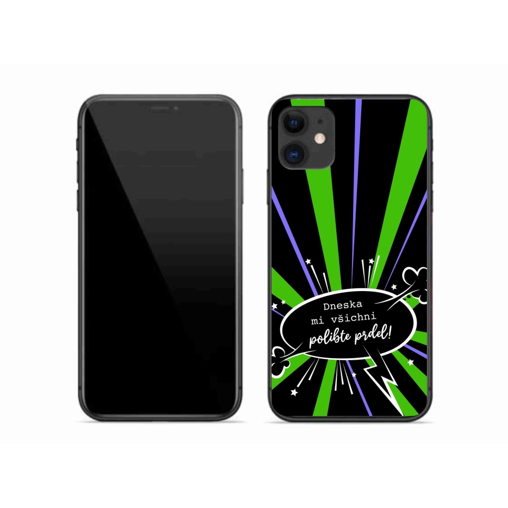 Gélový kryt mmCase na iPhone 11 - vtipný text 15 čierne pozadie