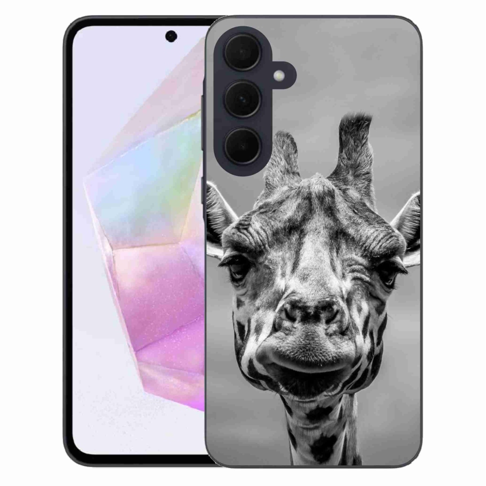 Gélový kryt mmCase na Samsung Galaxy A35 5G - čiernobiela žirafa