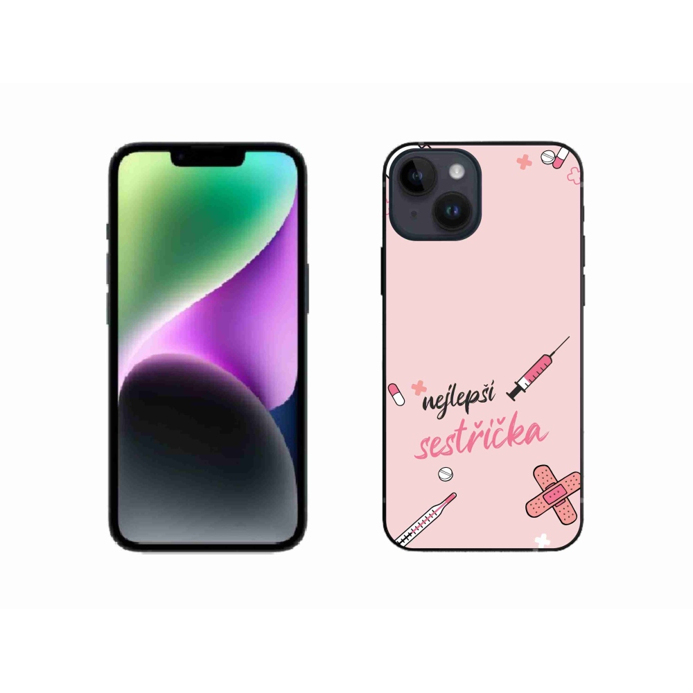 Gélový kryt mmCase na iPhone 14 - najlepšia sestrička ružové pozadie