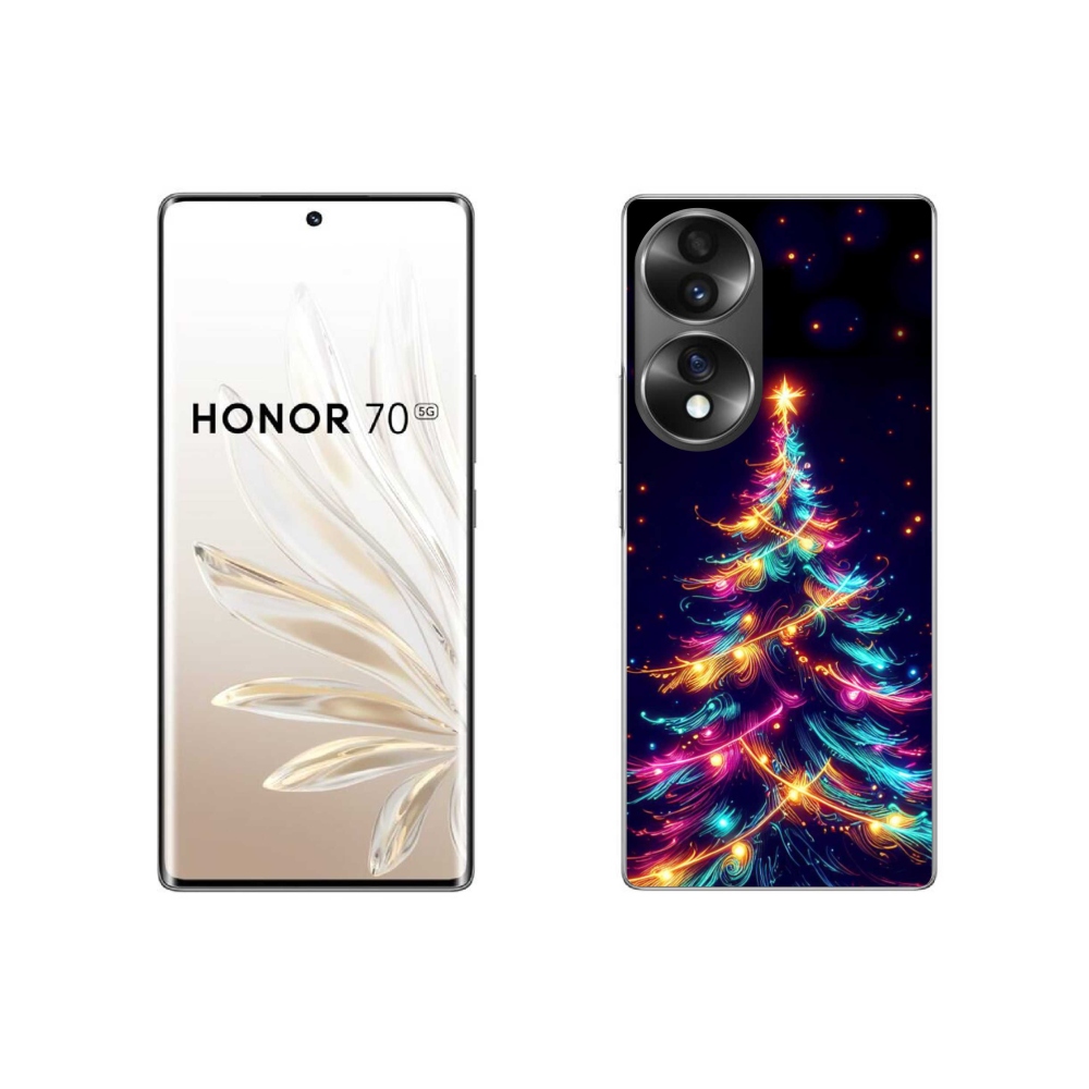 Gélový kryt mmCase na Honor 70 - neónový vianočný stromček