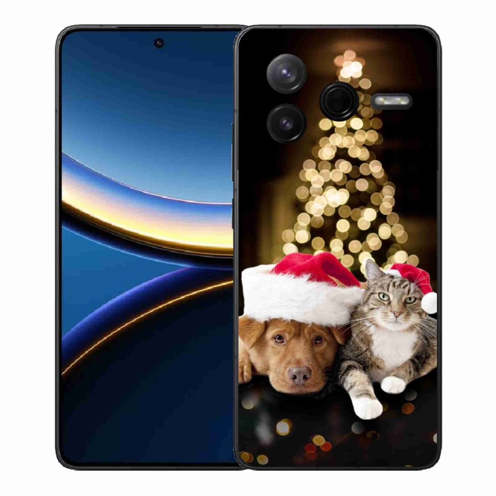 Gélový kryt mmCase na Xiaomi Poco F7 Pro - vianočný pes a mačka
