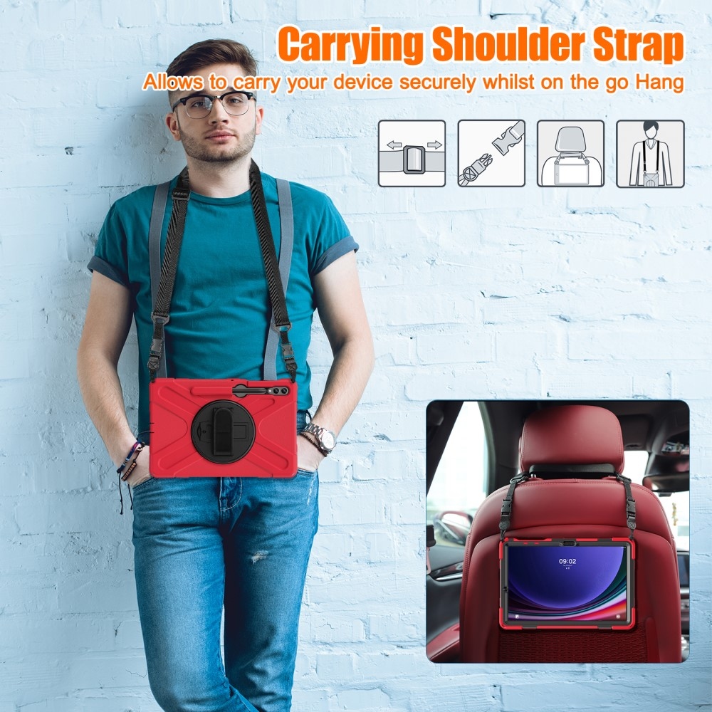 Strap odolný kryt s úchopom na ruku a popruhom na Samsung Galaxy Tab S10+/S9+/S9