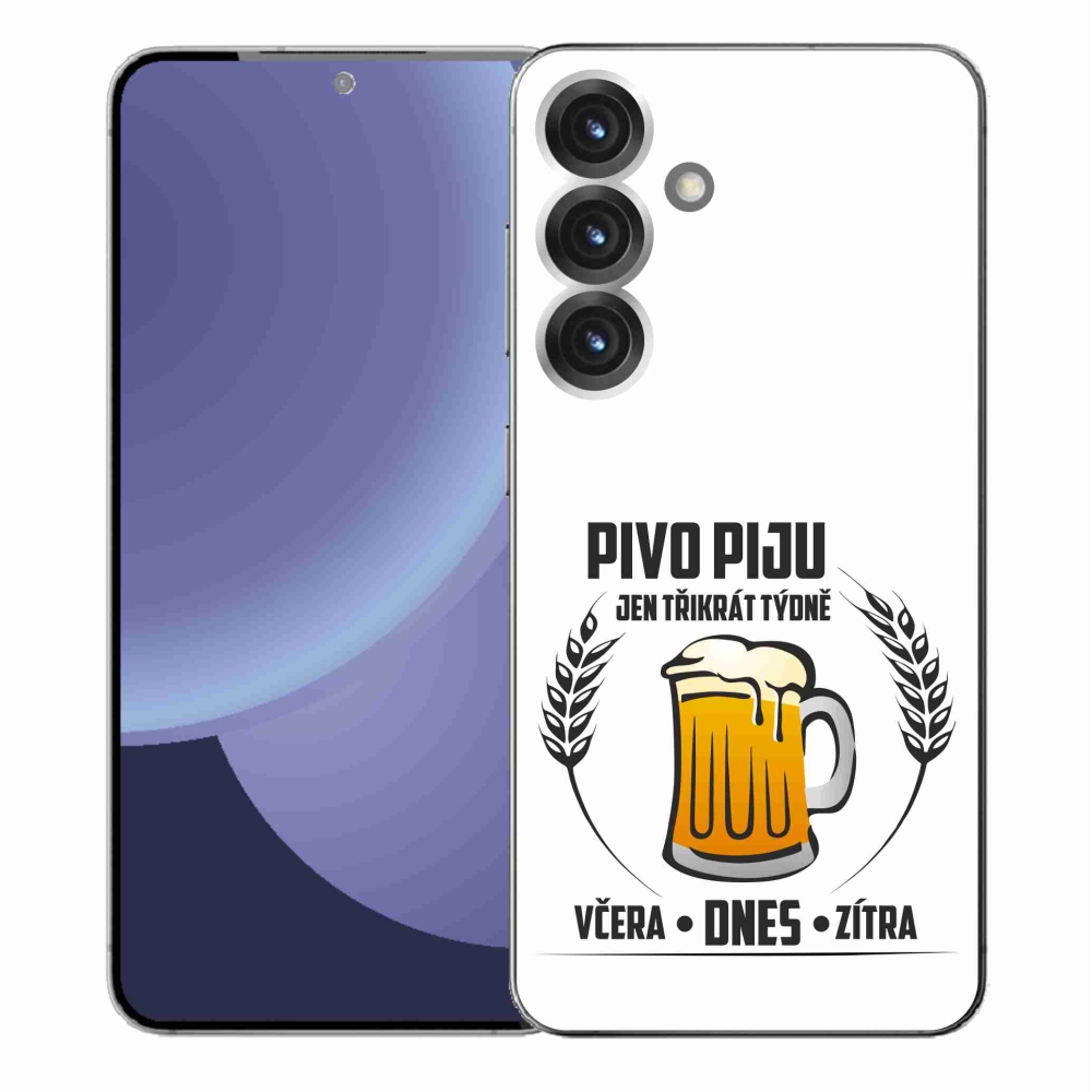 Gélový kryt mmCase na Samsung Galaxy S25+ - pivný motív biele pozadie