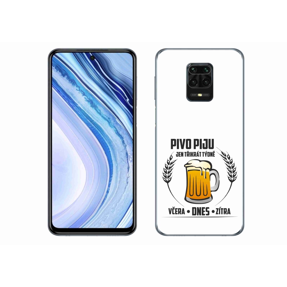 Gélový kryt mmCase na Xiaomi Redmi Note 9S - pivný motív biele pozadie