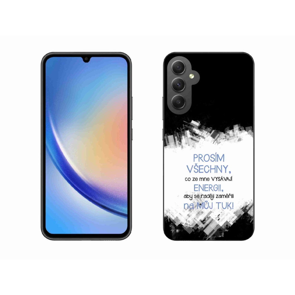 Gélový kryt mmCase na Samsung Galaxy A34 5G - vtipný text 1 modrý
