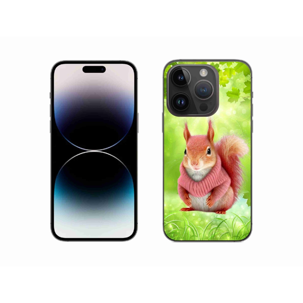 Gélový kryt mmCase na iPhone 14 Pro - veverička vo svetri
