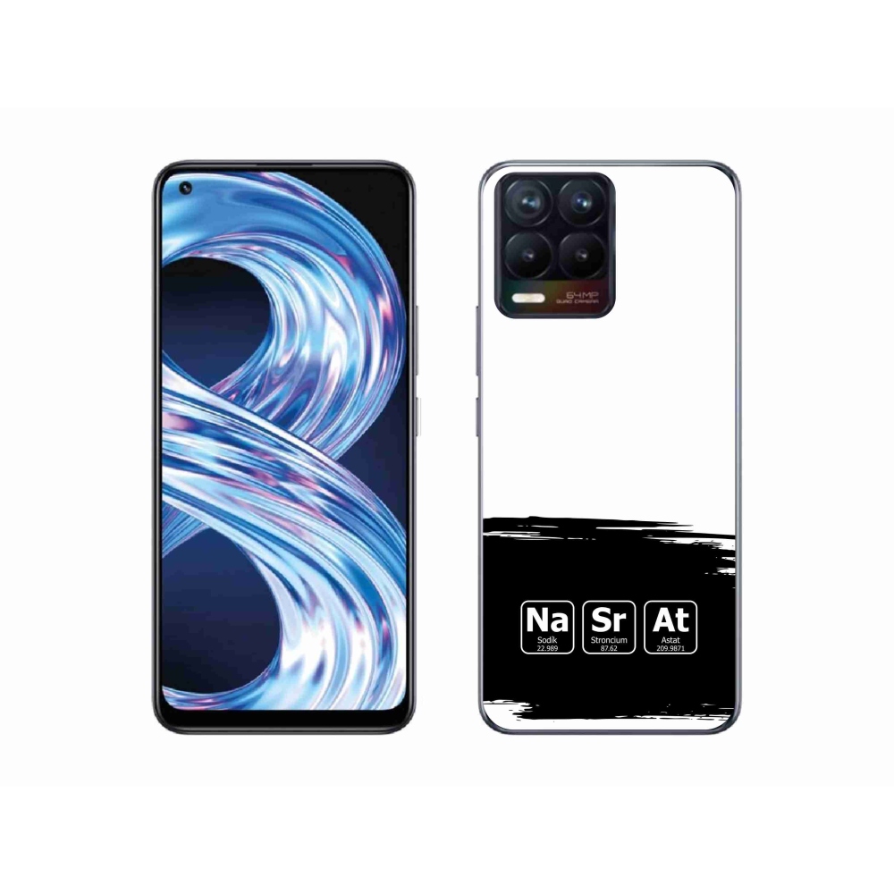 Gélový kryt mmCase na Realme 8 4G - chemické prvky čiernobiele pozadie