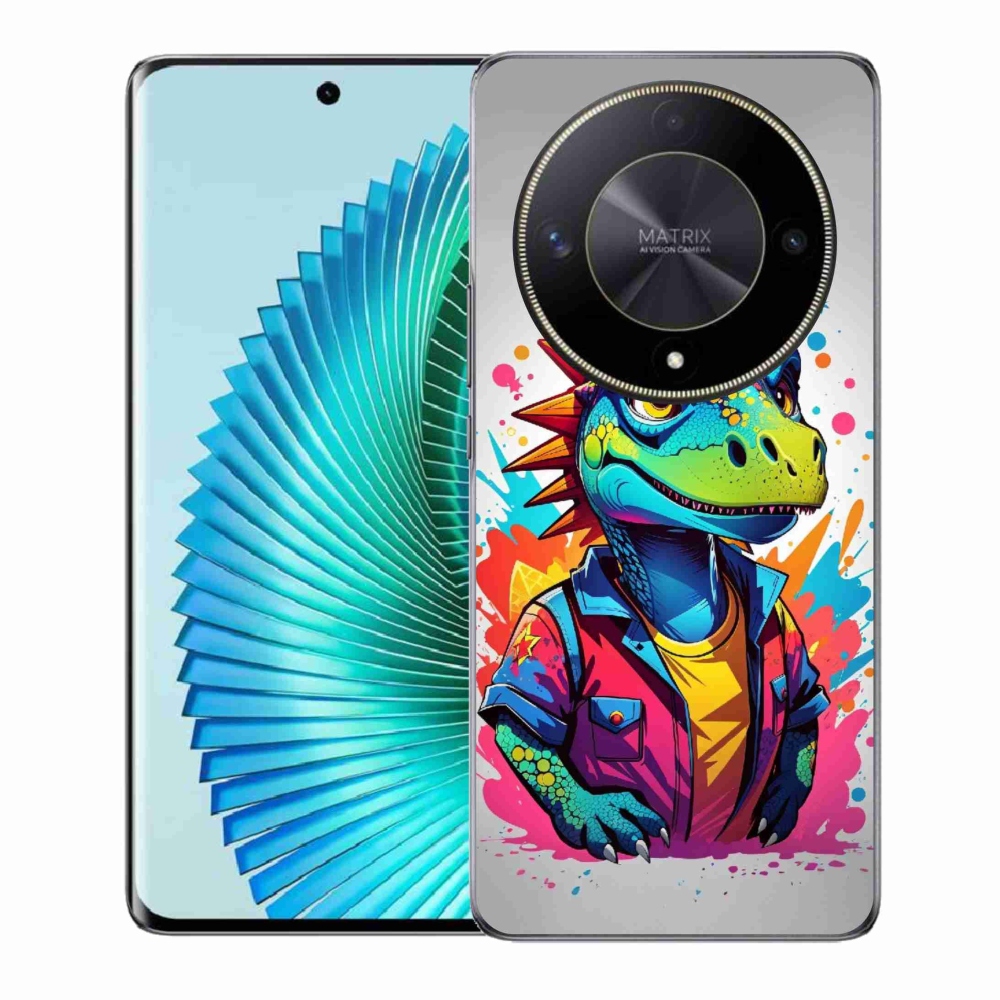 Gélový kryt mmCase na Honor Magic 6 Lite 5G - farebný dinosaurus