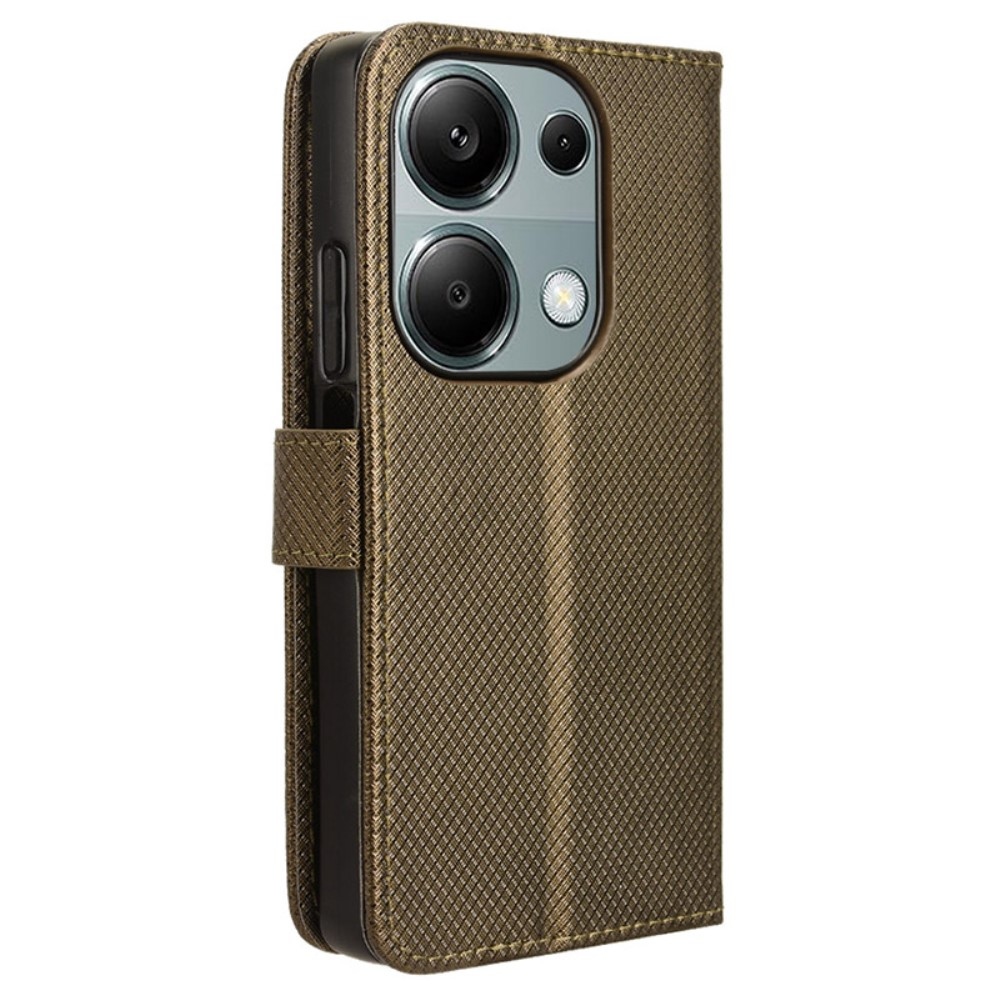 Diamond knižkové púzdro na Xiaomi Redmi Note 14S/Note 13 Pro 4G/Poco M6 Pro - hnedé
