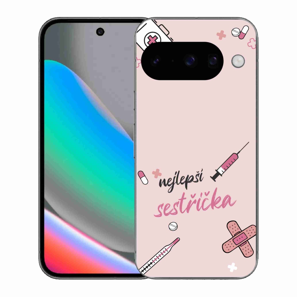 Gélový kryt mmCase na Google Pixel 10 - najlepšia sestrička ružové pozadie