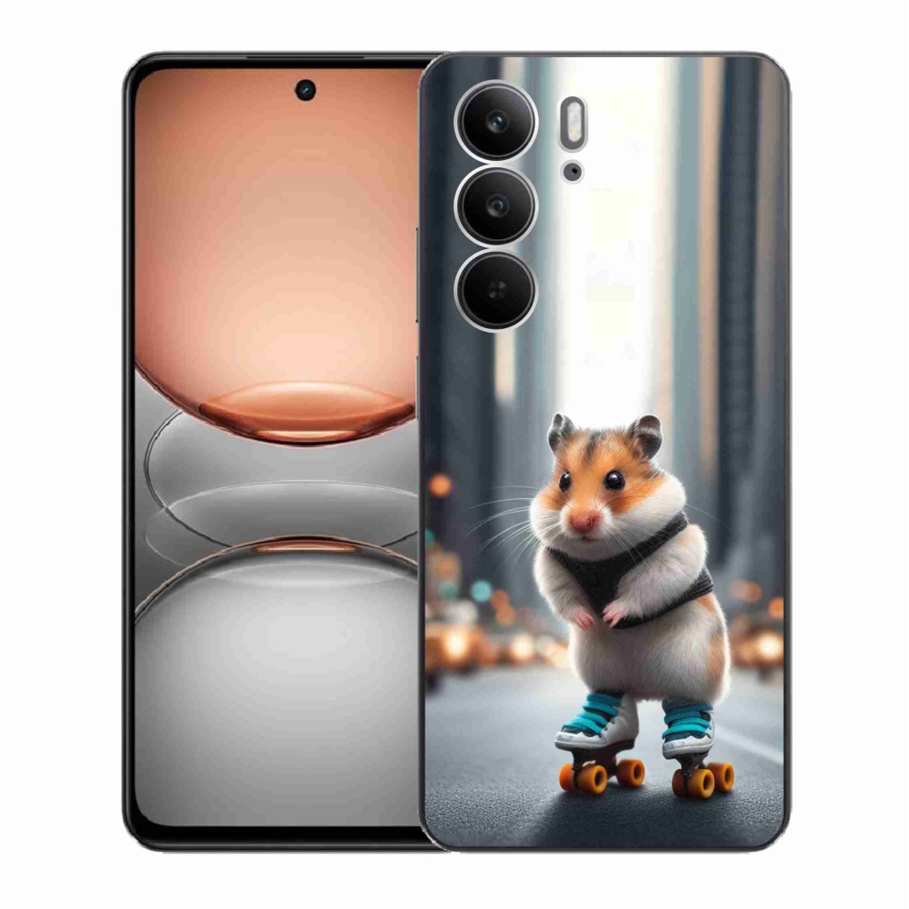 Gélový kryt mmCase na Realme C75 - škrečok na korčuliach