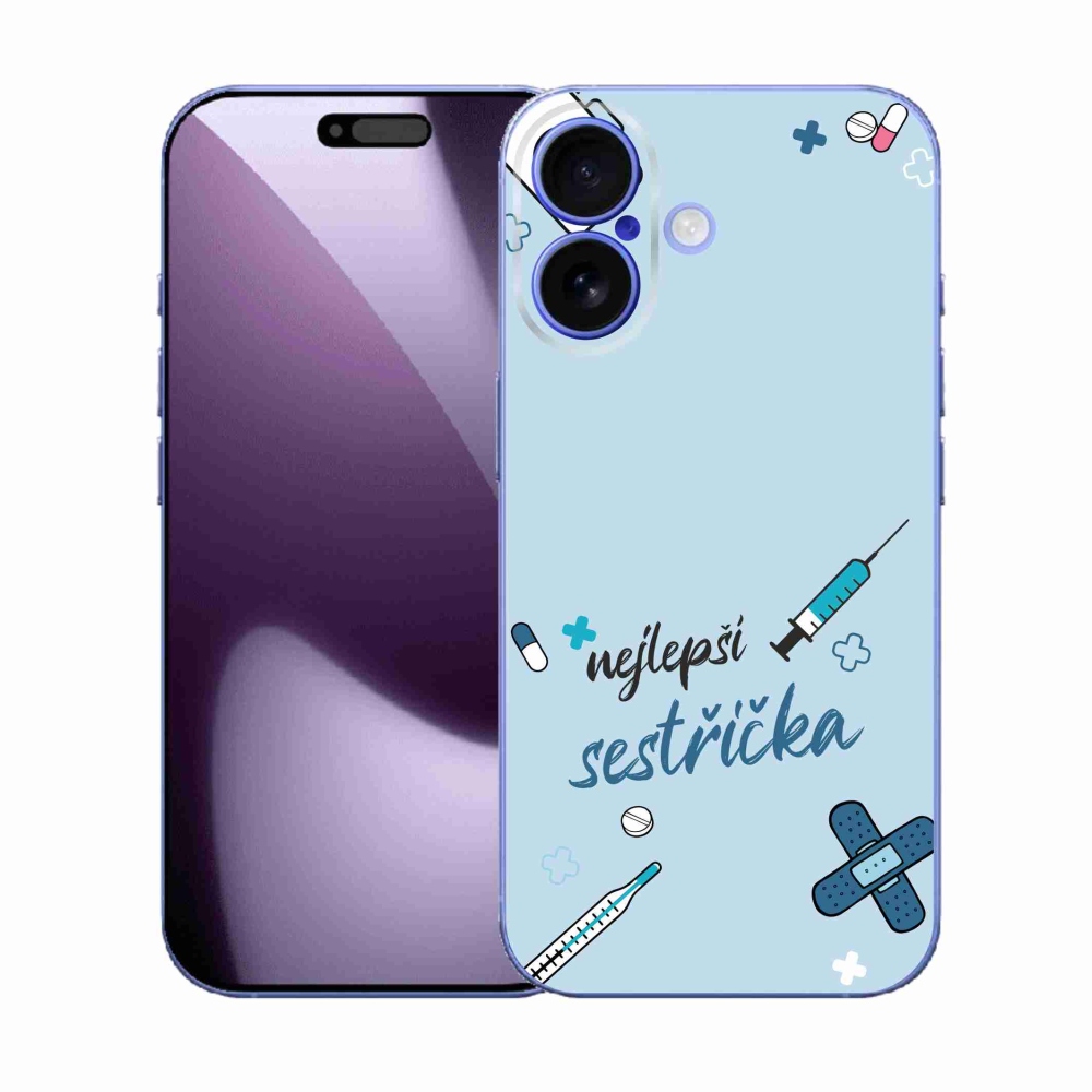 Gélový kryt mmCase na iPhone 17 - najlepšia sestrička modré pozadie