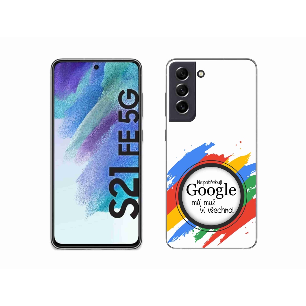 Gélový kryt mmCase na Samsung Galaxy S21 FE 5G - muž vie všetko biele pozadie