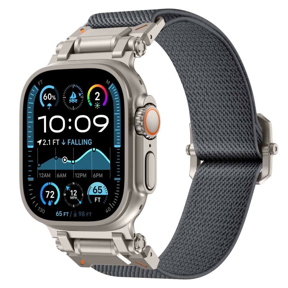 Titanium nylonový remienok na Apple Watch Ultra/Ultra 2 49mm/SE/SE 2022/2023 44mm/10 46mm/9/8/7 45mm/6/5/4 44mm/3/2/1 42 mm - sivý