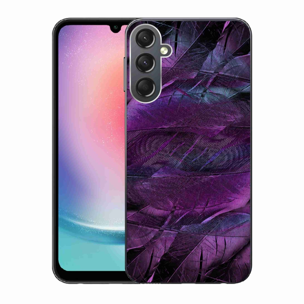 Gélový kryt mmCase na Samsung Galaxy A24 - fialové pierka