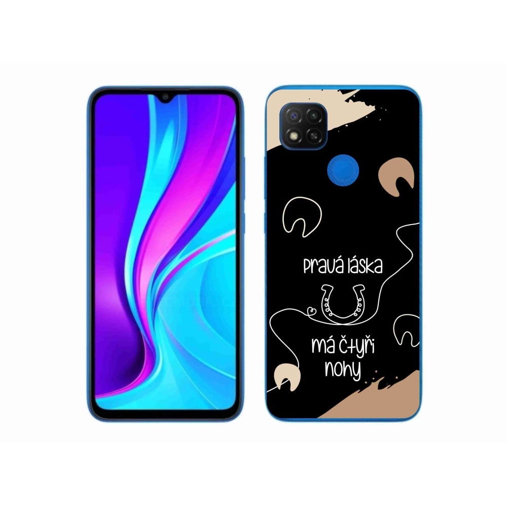 Gélový kryt mmCase na Xiaomi Redmi 9C - konský motív čierne pozadie