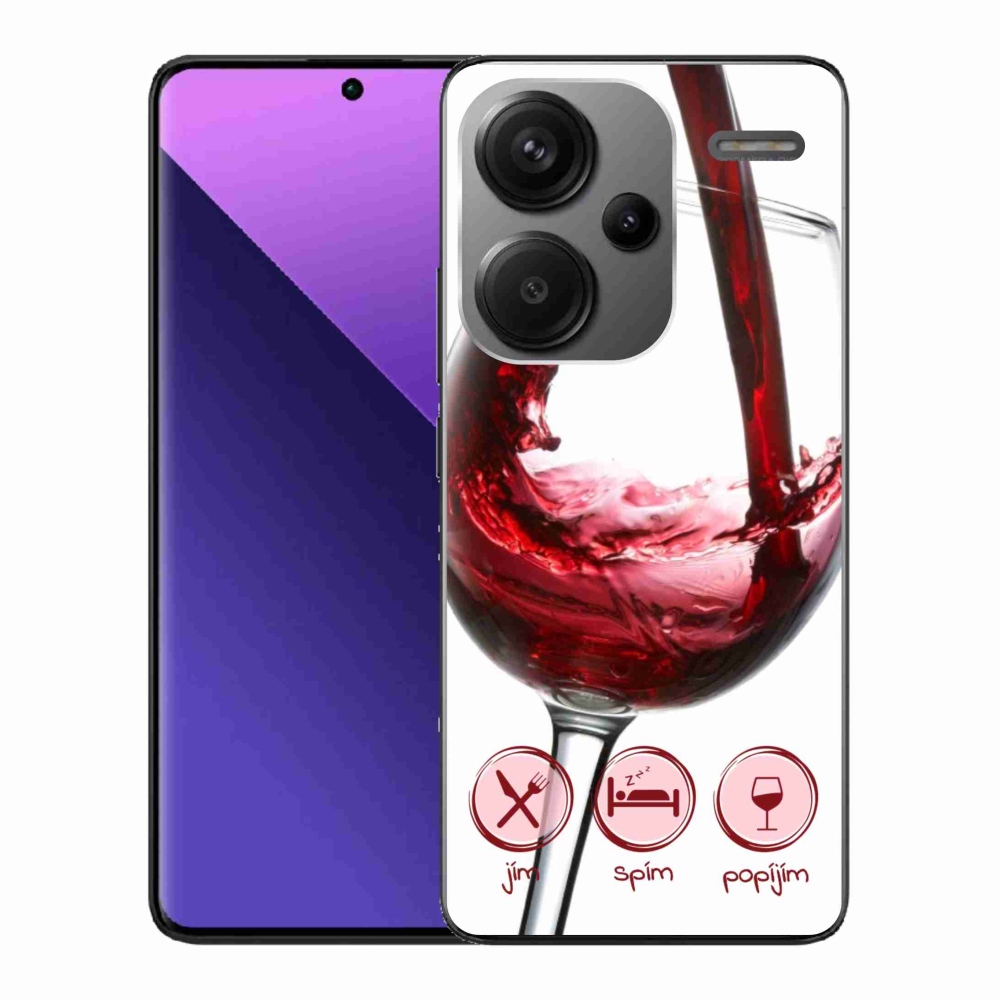 Gélový obal mmCase na Xiaomi Redmi Note 13 Pro+ 5G - pohár vína červené