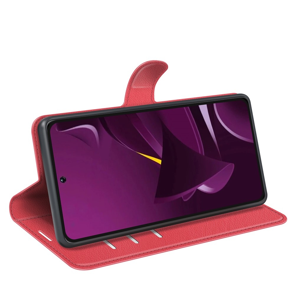 Litchi knižkové puzdro na Xiaomi Poco M7 Pro 5G - červené
