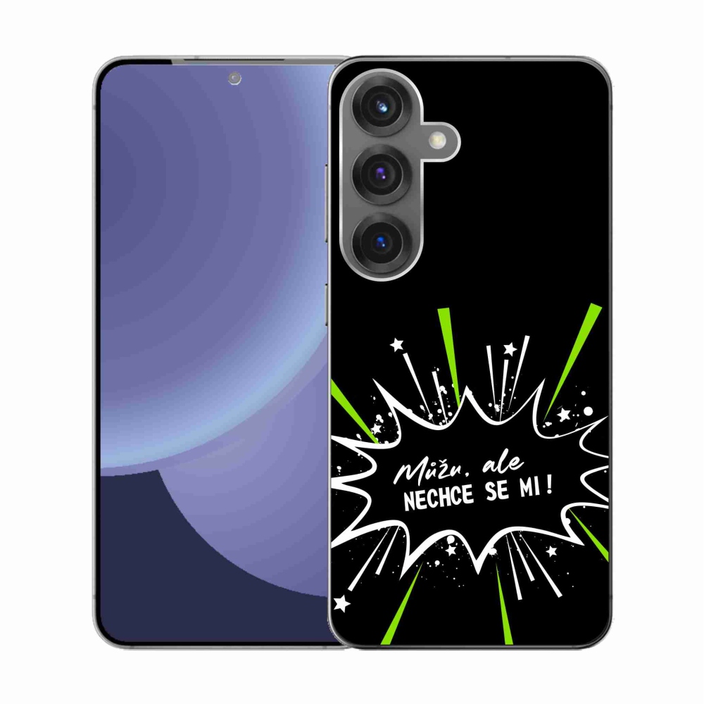 Gélový kryt mmCase na Samsung Galaxy S25 - vtipný text 11 čierne pozadie
