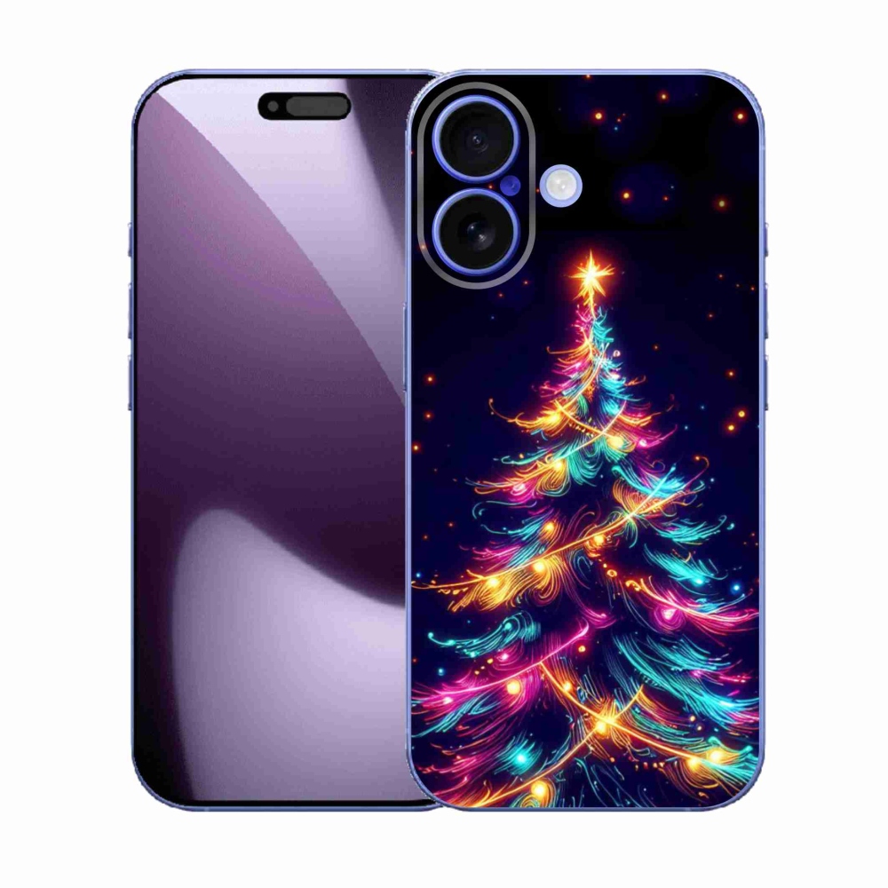 Gélový kryt mmCase na iPhone 17 - neónový vianočný stromček