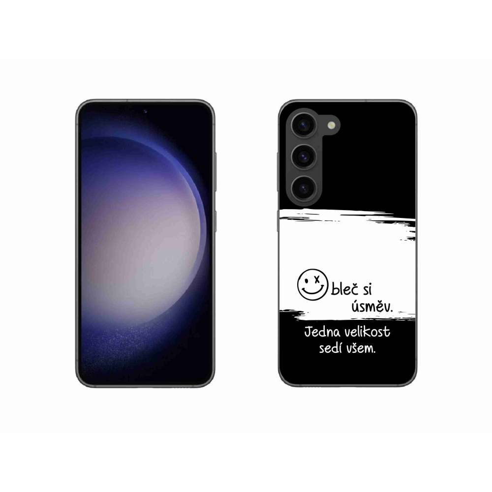 Gélový kryt mmCase na Samsung Galaxy S23 5G - vtipný text 8 bieločierne pozadie