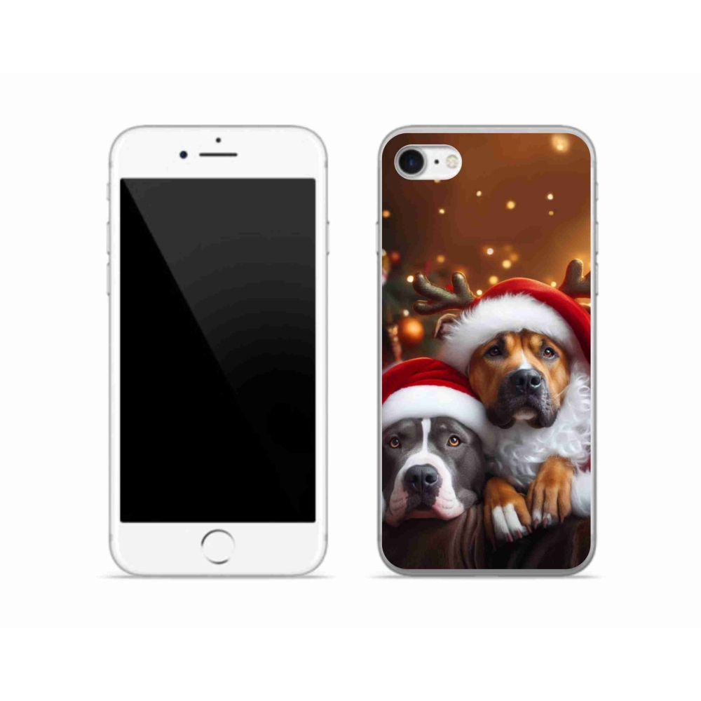 Gélový kryt mmCase na iPhone SE (2020) - vianočné psy