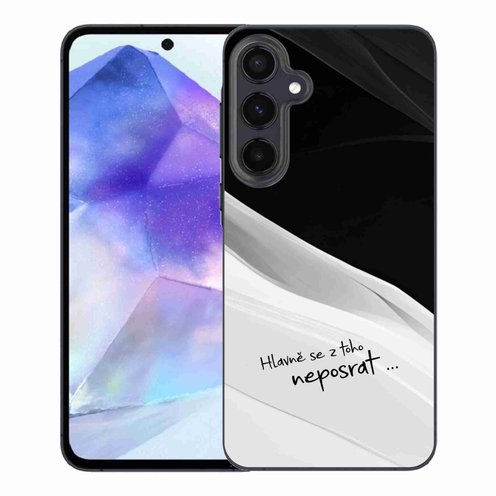 Gélový kryt mmCase na Samsung Galaxy A55 5G - vtipný text 13 bieločierne pozadie